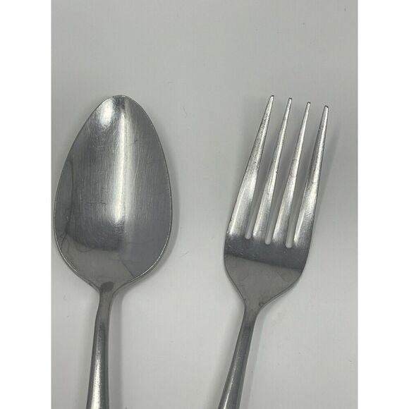 United Silver Stainless Flatware Oval Place Spoon 7.5” Dinner Fork 7.75” - Picture 3 of 6